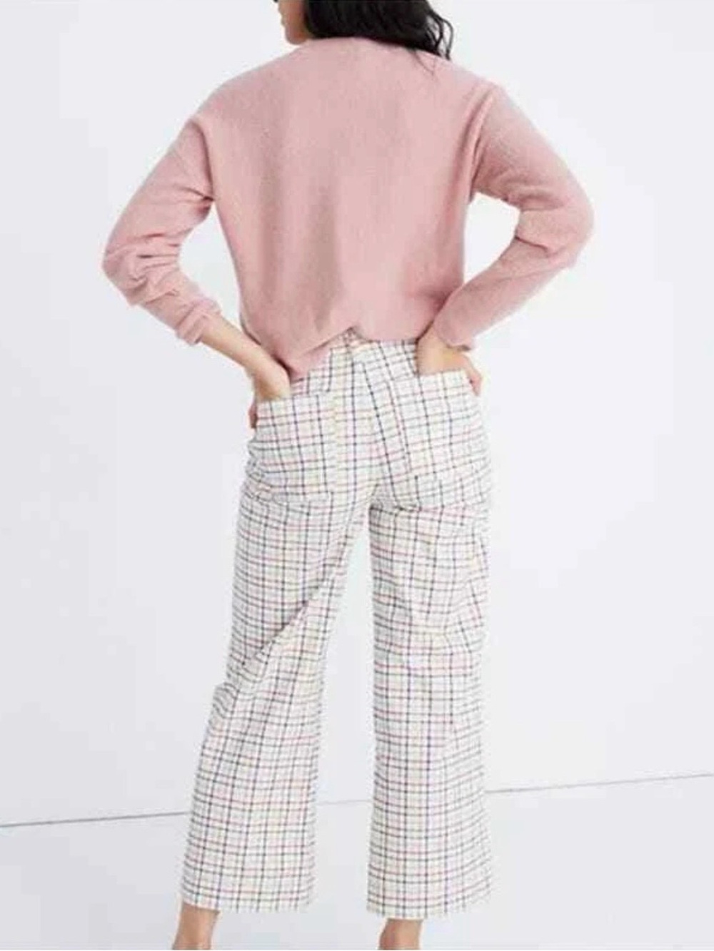 Madewell Emmett Wide-Leg Patch Pocket Crop Pants in Rainbow Windowpane size 23 - Picture 3 of 10